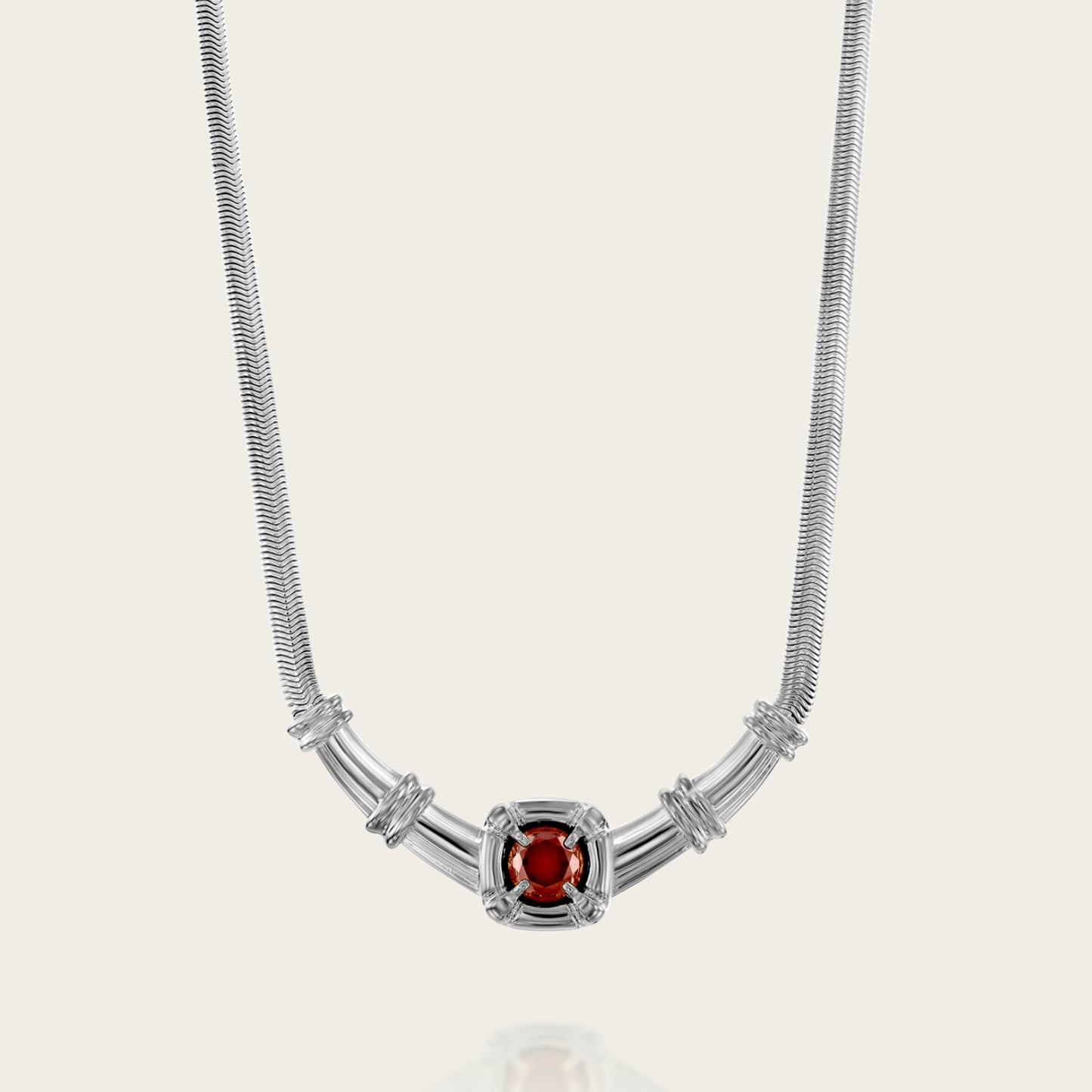 ODETTE SILVER GARNET NECKLACE