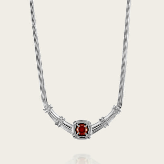 ODETTE SILVER GARNET NECKLACE