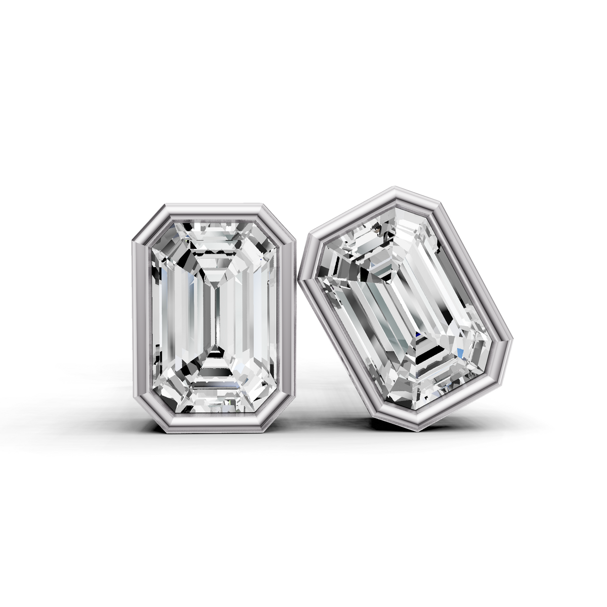 14K Gold 0.25 Carat Emerald Bezel Solitaire Studs