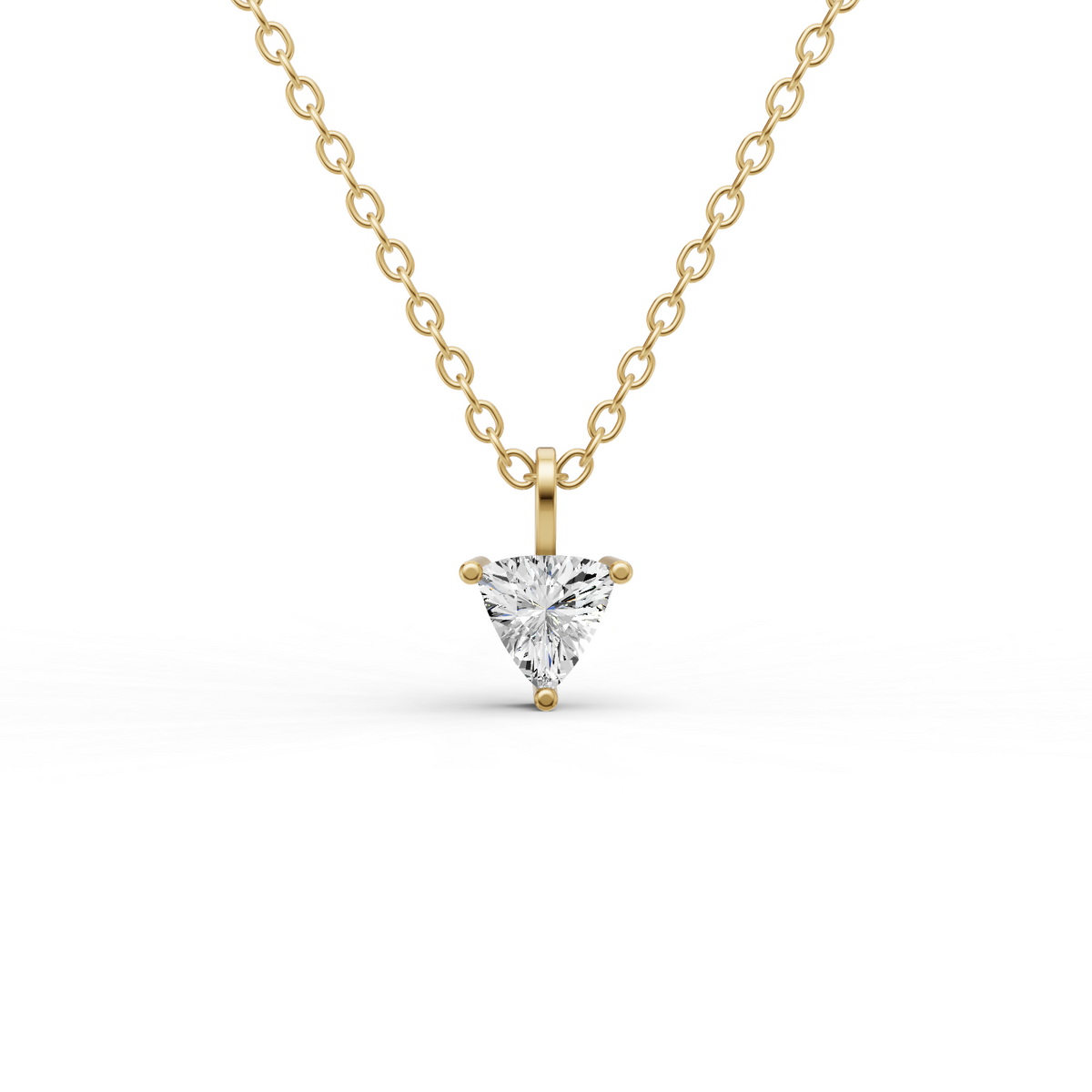 14K Gold 0.5 ct Lab Grown Trillion Shape Diamond Solitaire Pendant with Bail