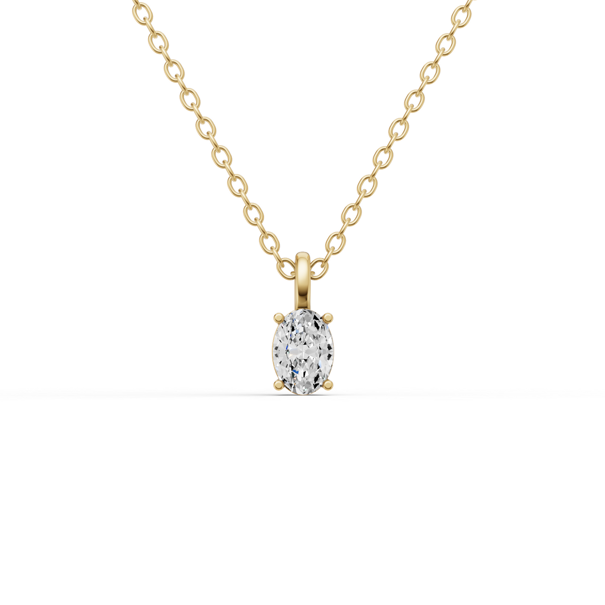 14K Gold 0.25 ct Lab Grown Oval Cut Diamond Solitaire Pendant