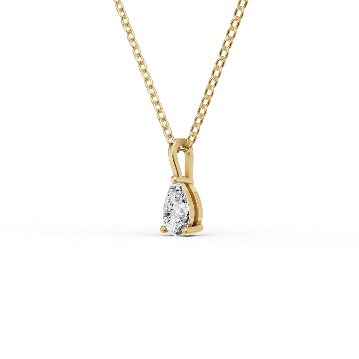 14K Gold 0.5 ct Lab Grown Pear Shape Diamond Solitaire Pendant with Bail