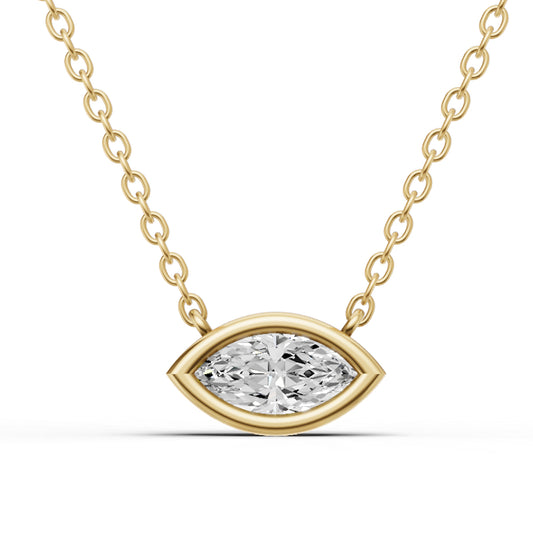 14K Gold 0.25 ct Lab Grown Marquise Shape Diamond Solitaire Pendant