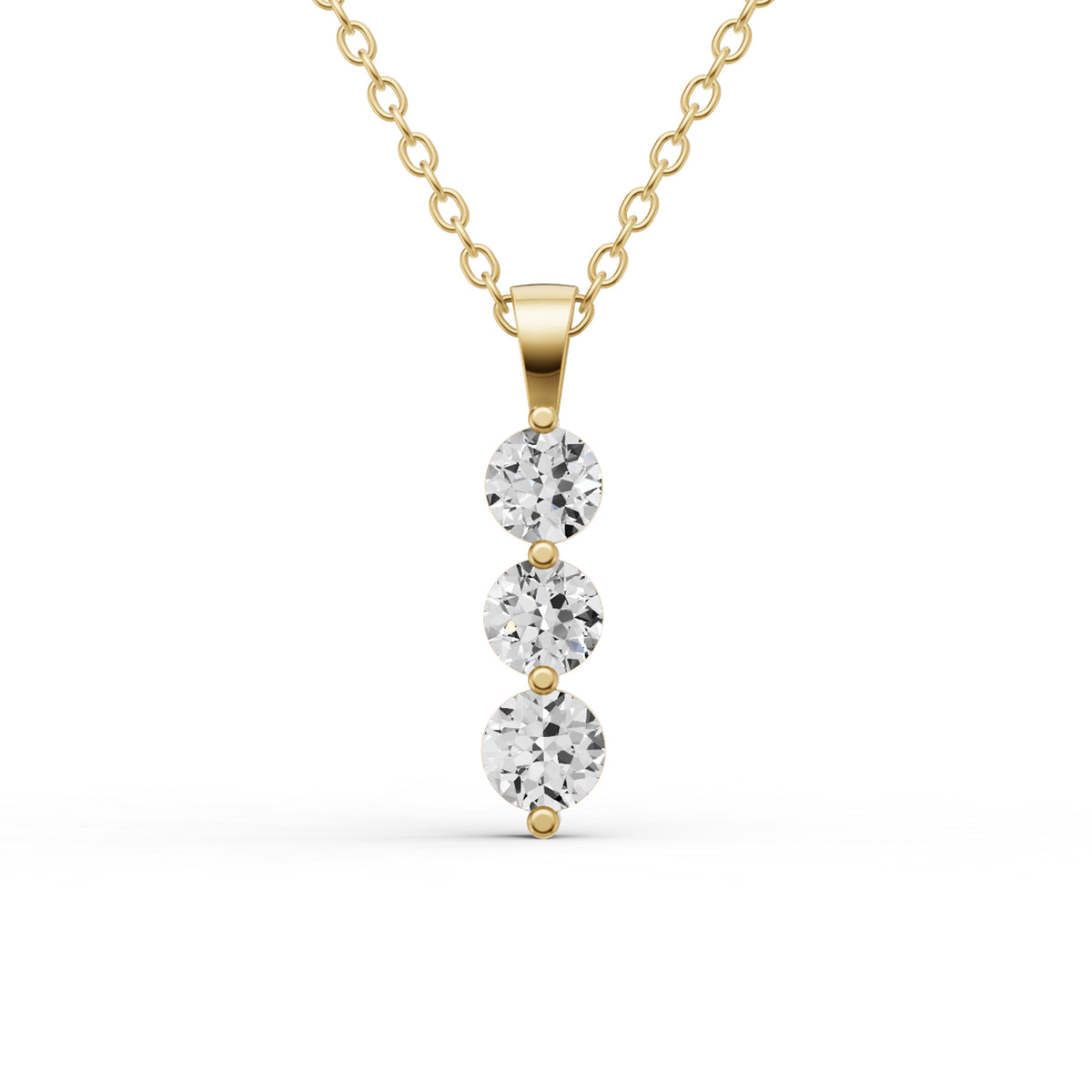 10K Gold 0.5 ct Round Lab Grown Diamond Three Stone Snow Pendant