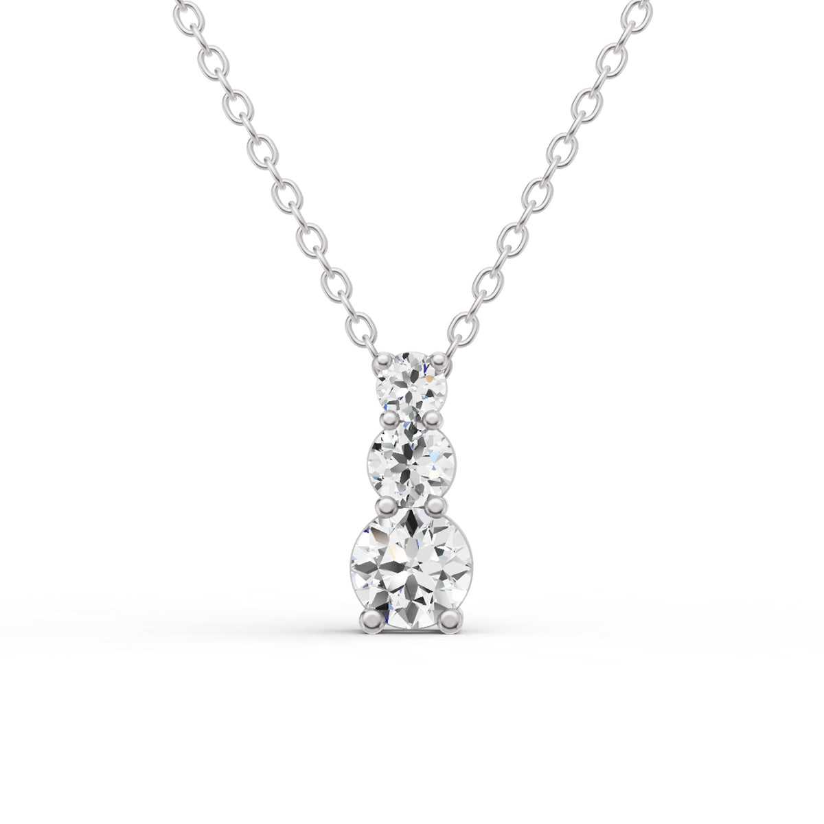 14K Gold 0.25 ct Round Lab Grown Diamond Three Stone Snow Hidden Bail Pendant