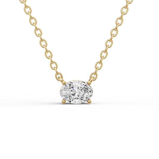 14K Gold 0.25 ct Lab Grown Oval Shape Diamond Pendant