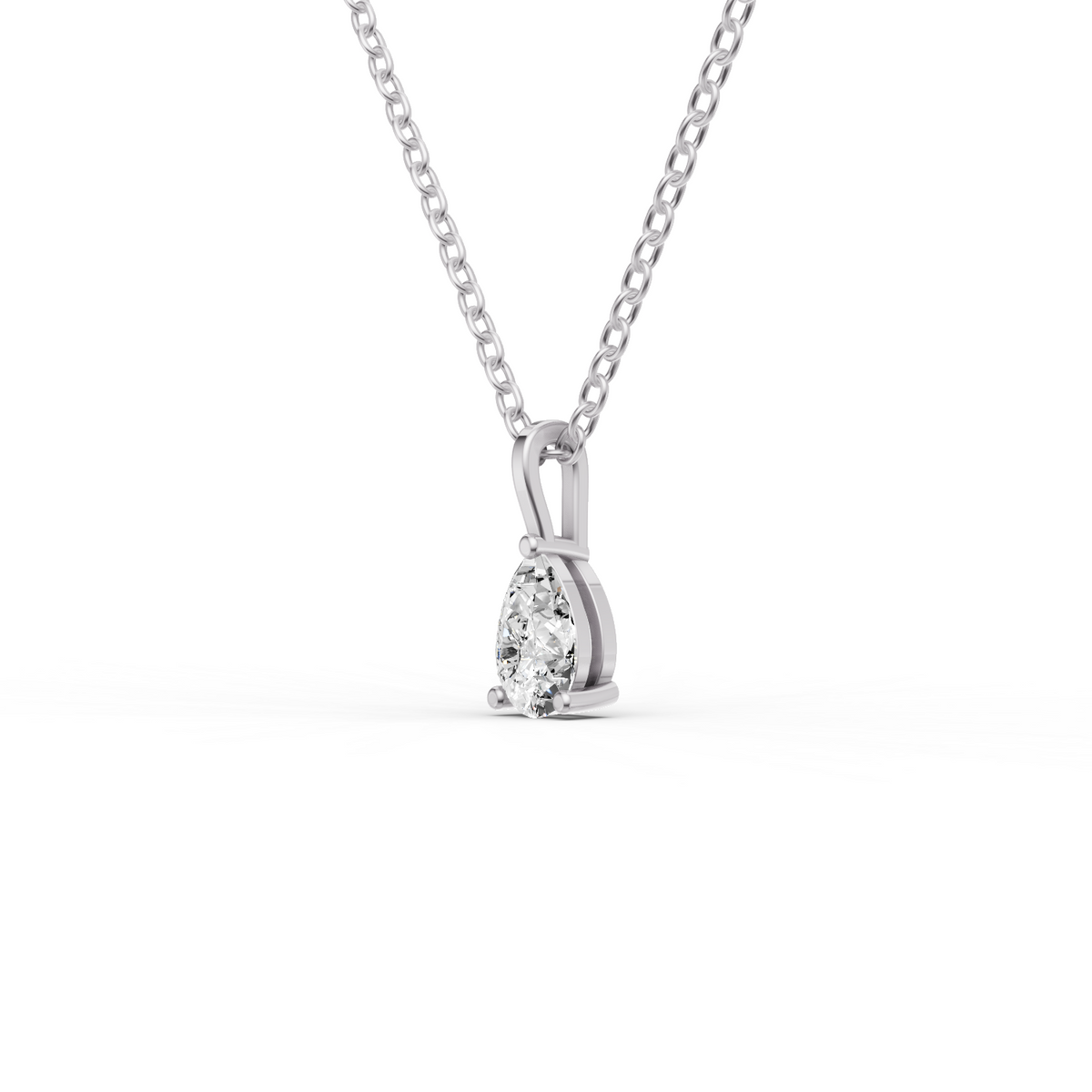 14K Gold 1 ct Lab Grown Pear Shape Diamond Solitaire Pendant with Bail